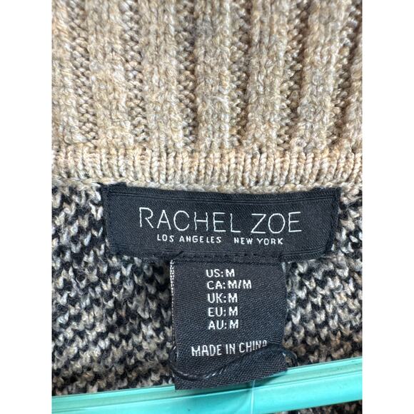 Rachel‎ Zoe Leopard Animal Print Cowl Neck Sweater Tan Black Size Medium NWT - Picture 4 of 5
